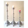 Silver Baroque Pillar Holder Candelabra Tealight Candle Holder Wedding Decor Metal Centerpiece