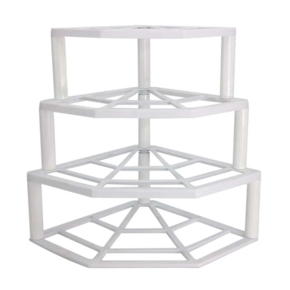 Plastic White Corner Plate Rack For Shelf Organisation For Plates And Utensils Made In Vietnam