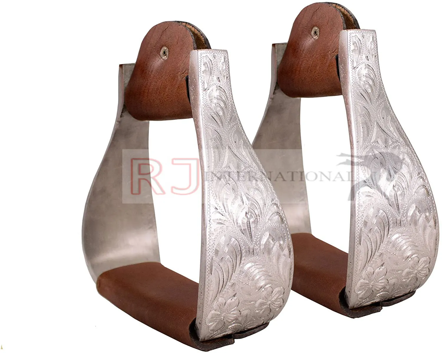 New Horse Western Aluminum Silver Stirrups With Beautiful Engraving