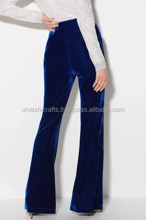 midnight blue velvet pants