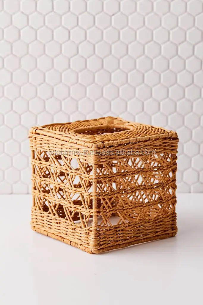 handmade natural woven rattan tissue box cover from vietnam