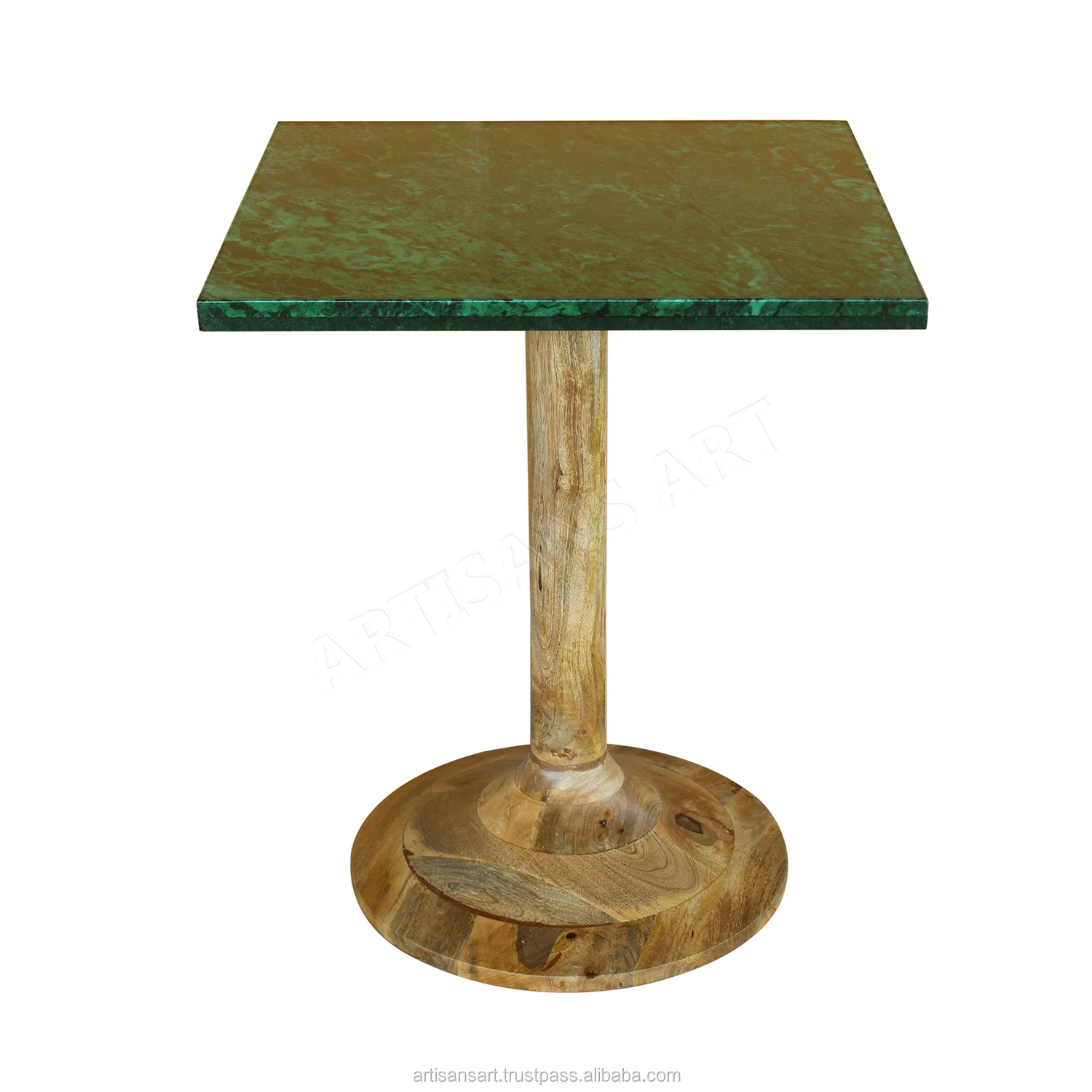 Luxury Round Marble Restaurant Table Solid Wood Base Restaurant Tables