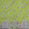 Intorica George Fabrics offered is made available in Lemon Green background color and beautiful work in White Diamond & Pink Col