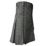 Handmade black denim utility kilts for men