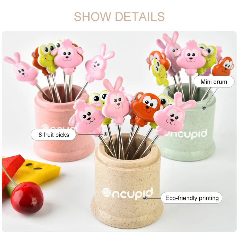 Household animal cartoon baby fruit skewer set 304 stainless ste cute children fruit forks creative little fork