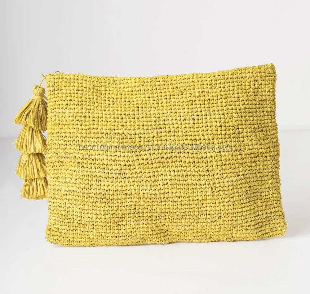 woven raffia clutch