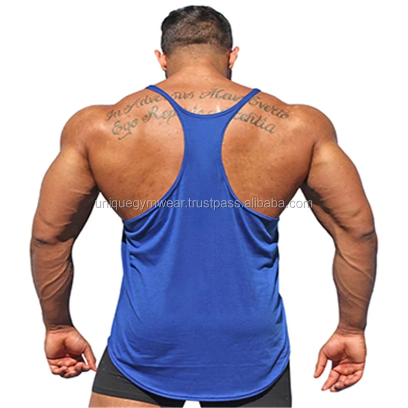 Para hombre Gimnasio Camiseta sin mangas Camiseta Tee Stringer Músculo Culturismo Y-BACK CHALECO Fitness