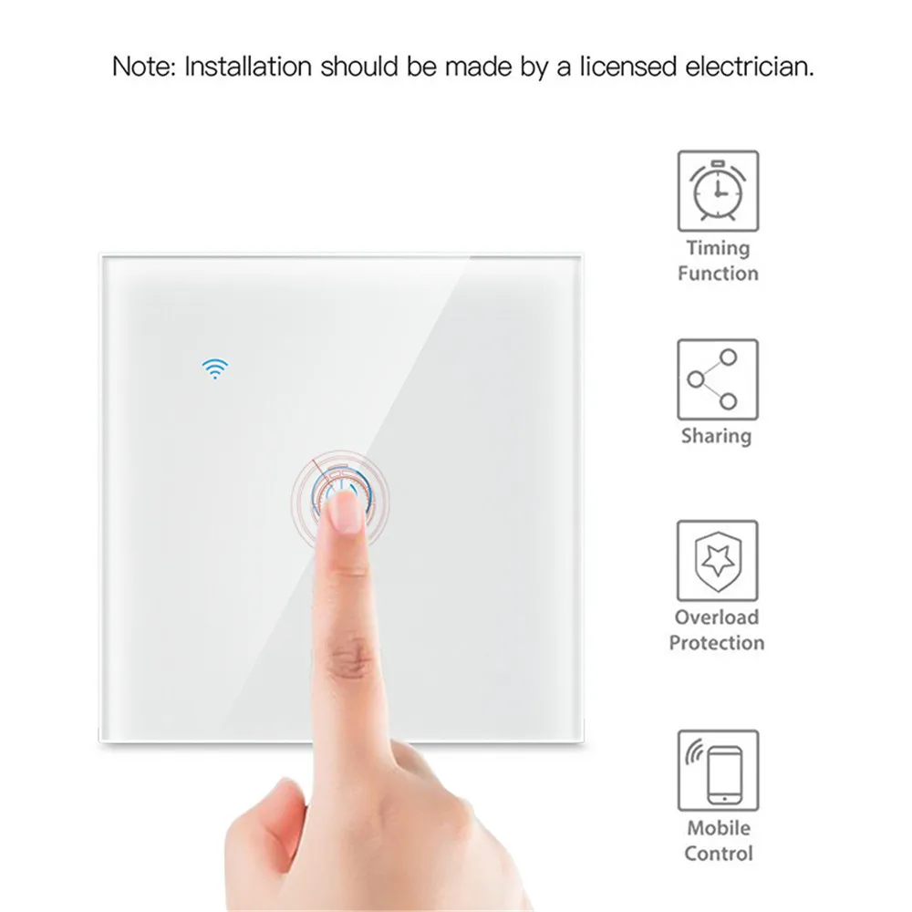 MICRO DENG 1GANG Zigbee Europe Kingdom Standard White Glass Touch Switch/Smart Wireless Touch Switch - ANKUX.COM