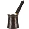 Turkish Greek Copper Coffee Pot Cezve Ibrik Briki for 2-3 Cups, Wooden Handle, 100% Handmade in Turkey (Antiqued Copper)