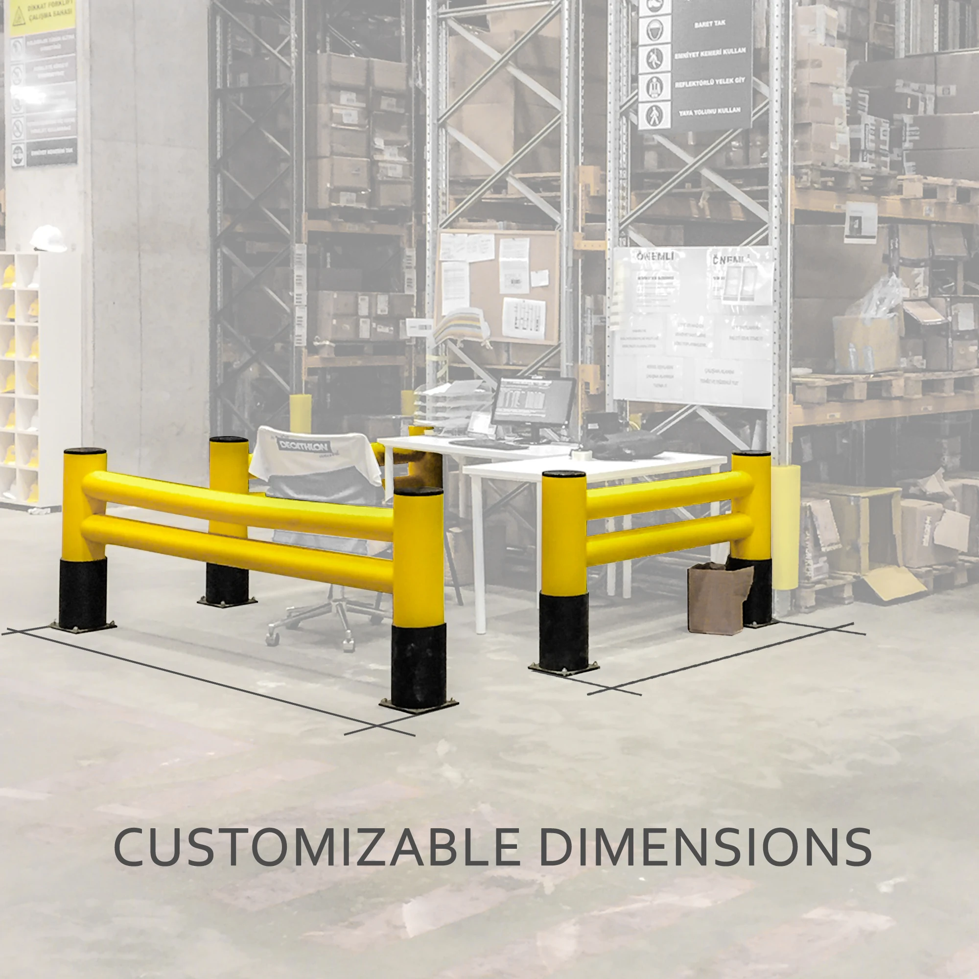 Flexible Barrier Bar Customizable Dimensions Protection From