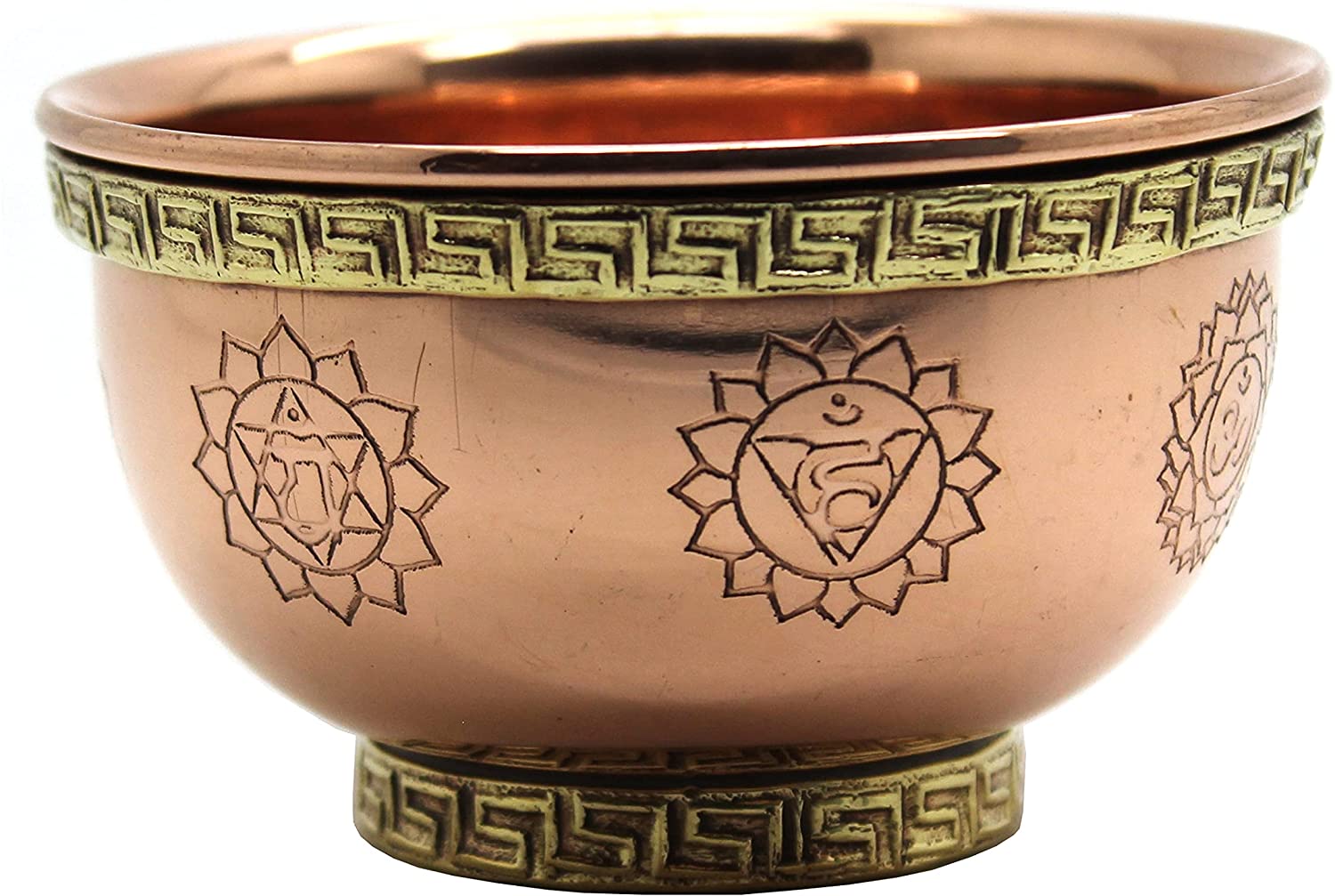 7 Chakras Copper Bowl Incense Holder,White Sand,And White Sage For