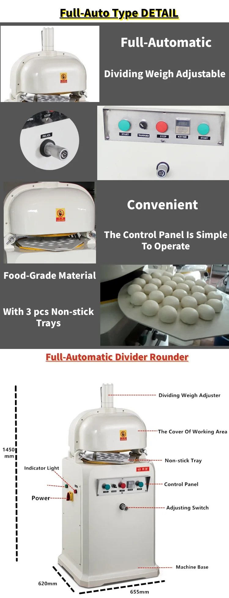 full fully automatic commercial bakery dough cutter bread pizza dough divider rounder automatic for sale,dough divider and rounder