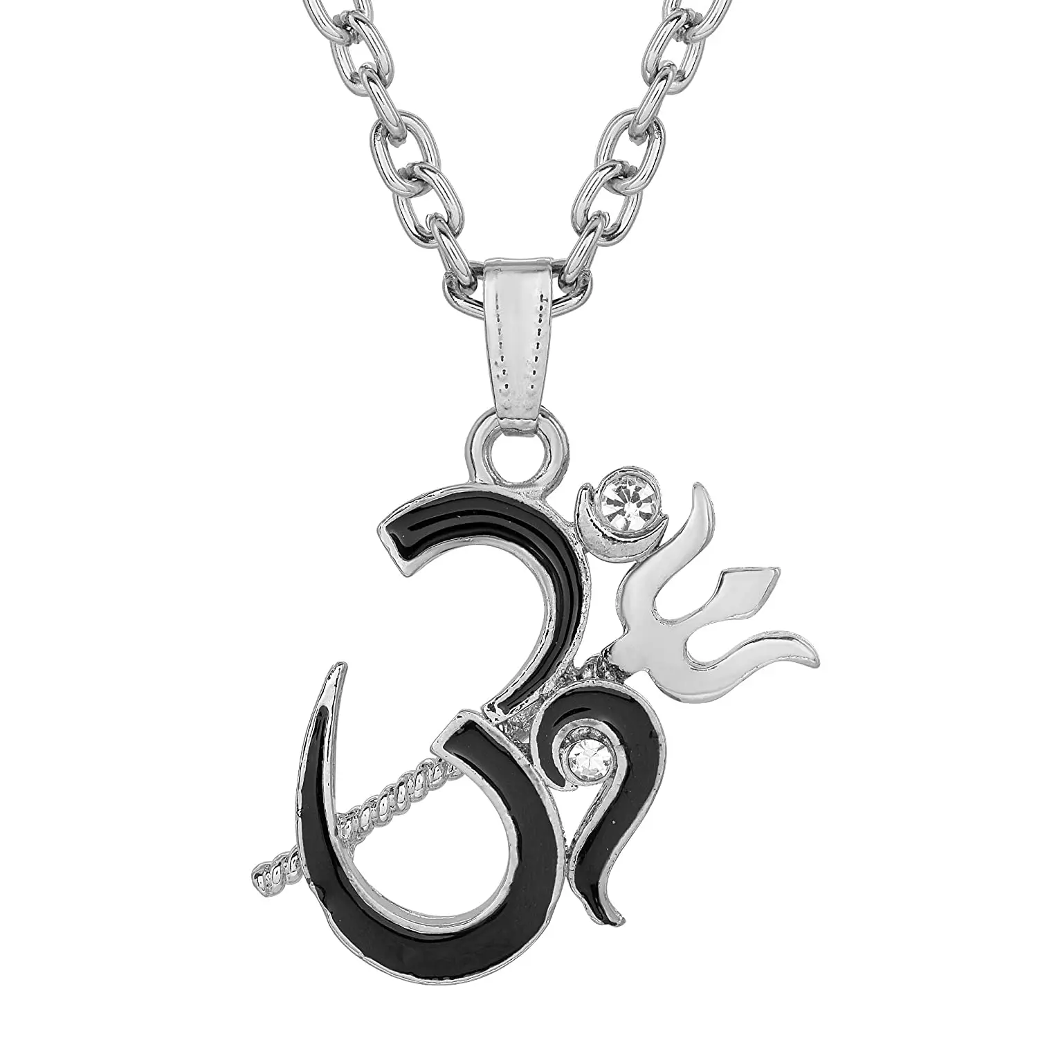 Silver Black Om Chand Trishul Om Symbol 
