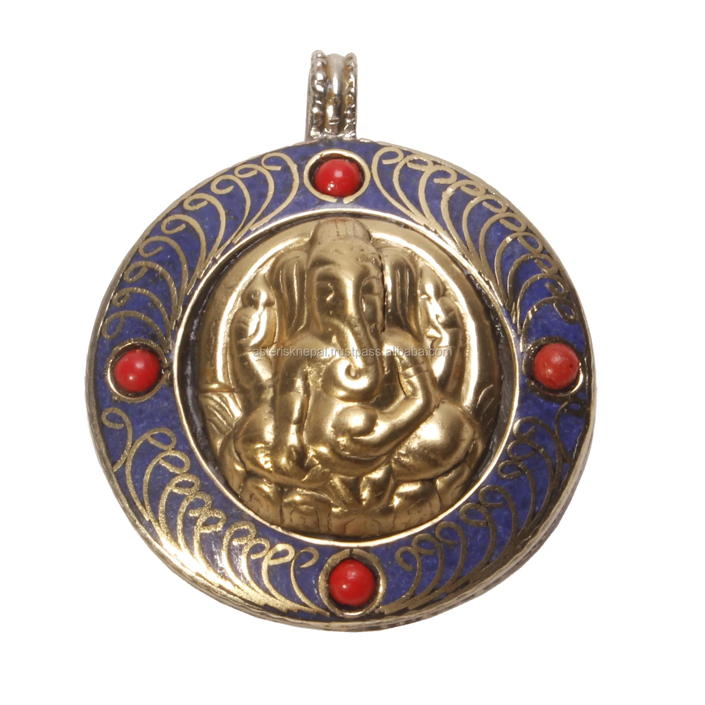 Stone Setting Of Auspicious Hindu Deity Pendant Ritual Stone Ganesh