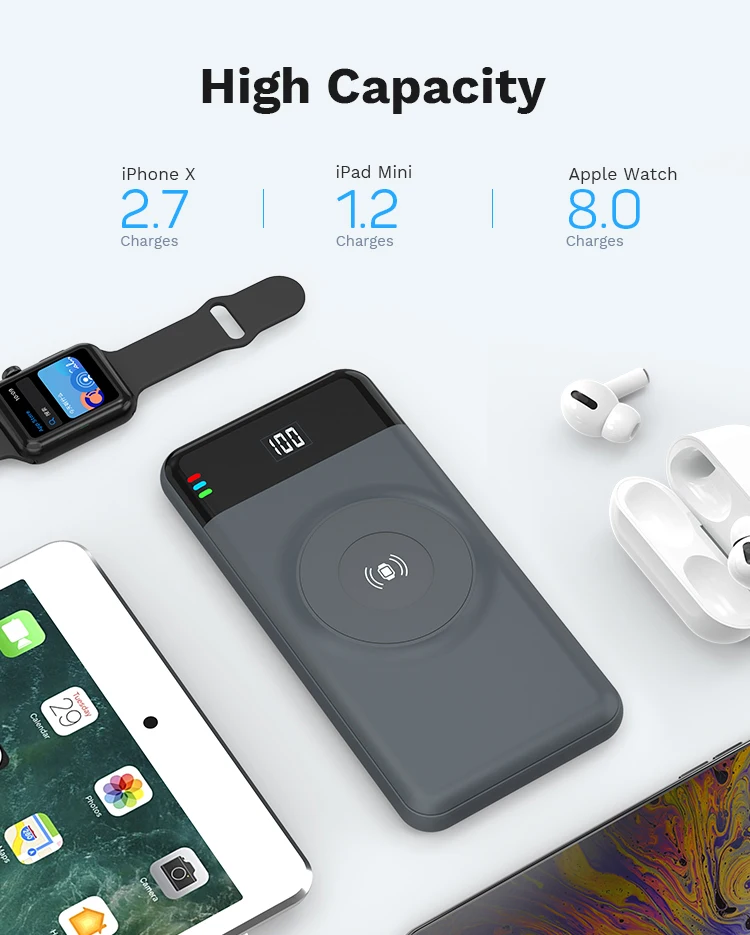 New Trend Product 15W Wireless Charging Power Bank 10000mAh Multifunction Charger for Apple Watch for iPhone 12 Apple Watch Exclusive Portable Wireless Power Bank 10000mAh Fast Charger Power Delivery Battery Pack PD Charger for Apple Watch Wireless Charger