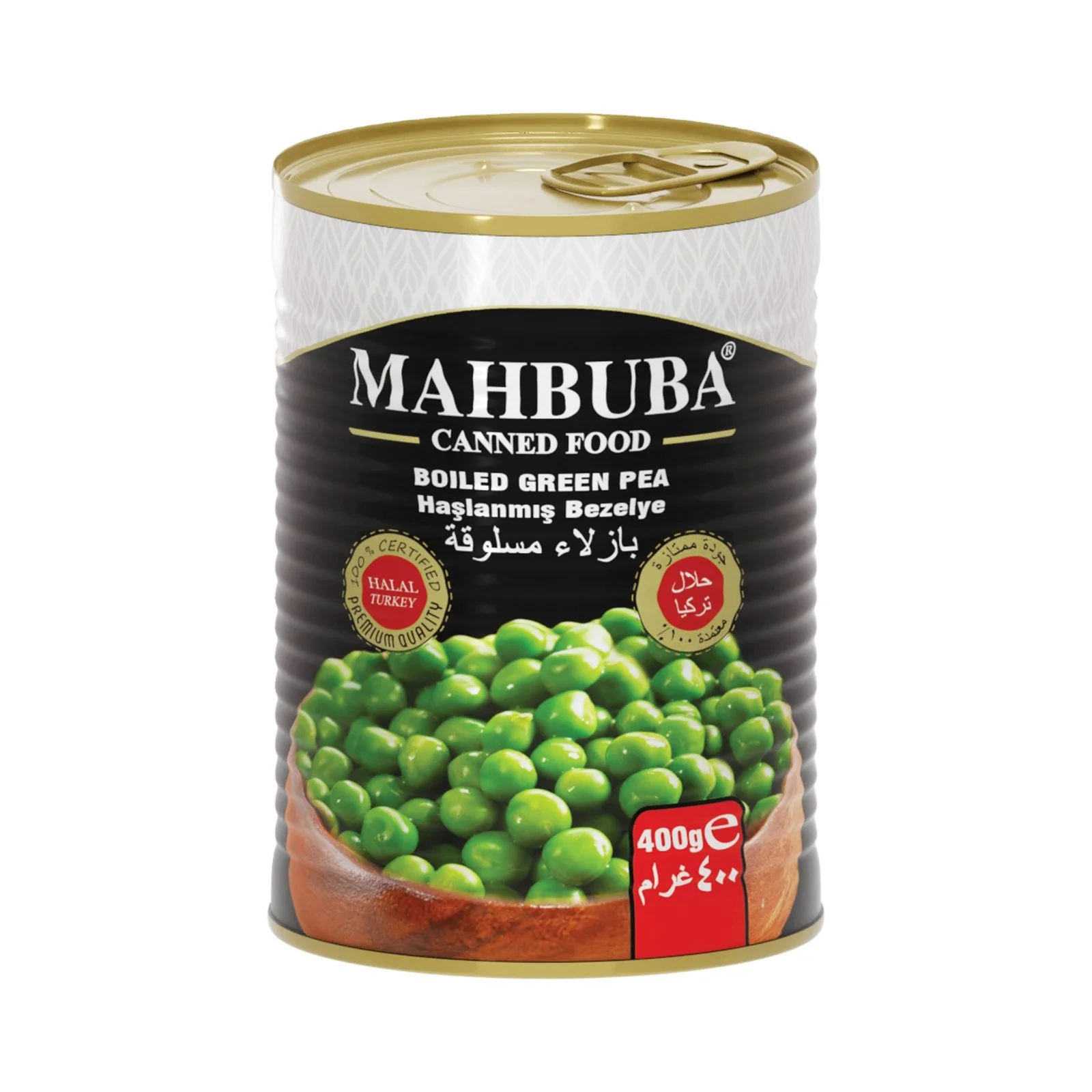 Mahbuba Canned Food Boiled Green Pea 400 Gr Halal Food Product