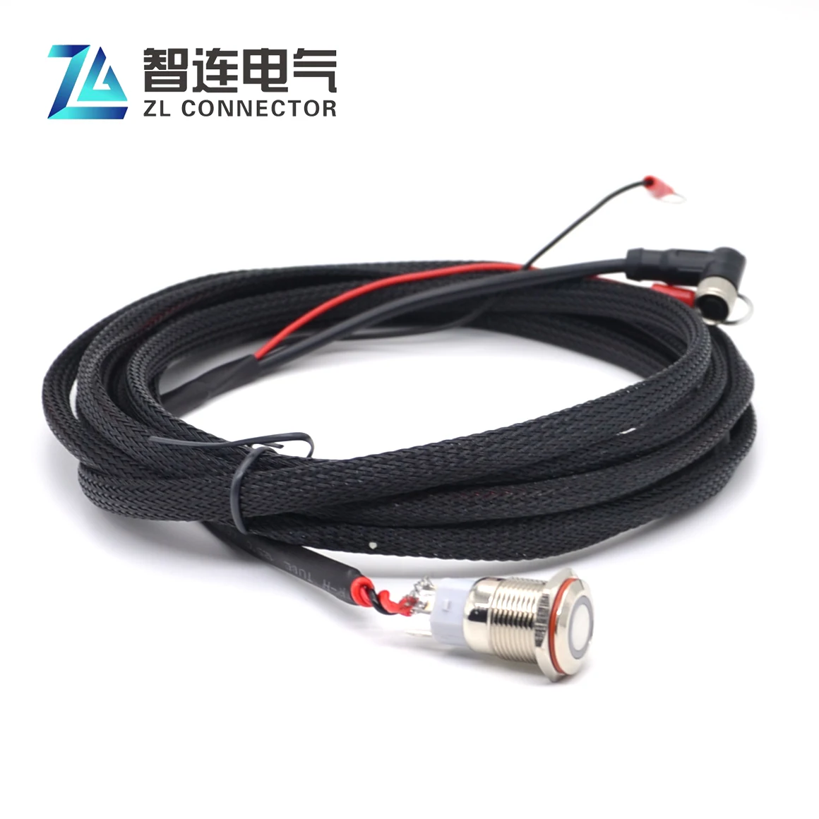 Customized 5pin M8 right angle 3meters litz wire with LED switch cable connector