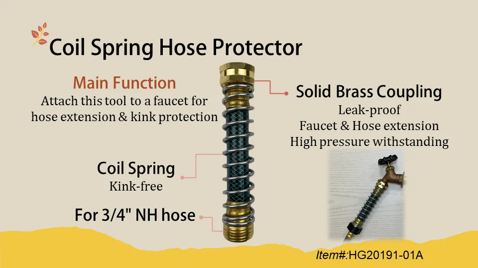 3/4" Hose Protector With Coil Spring Prevent Hose From Kinking Twisting