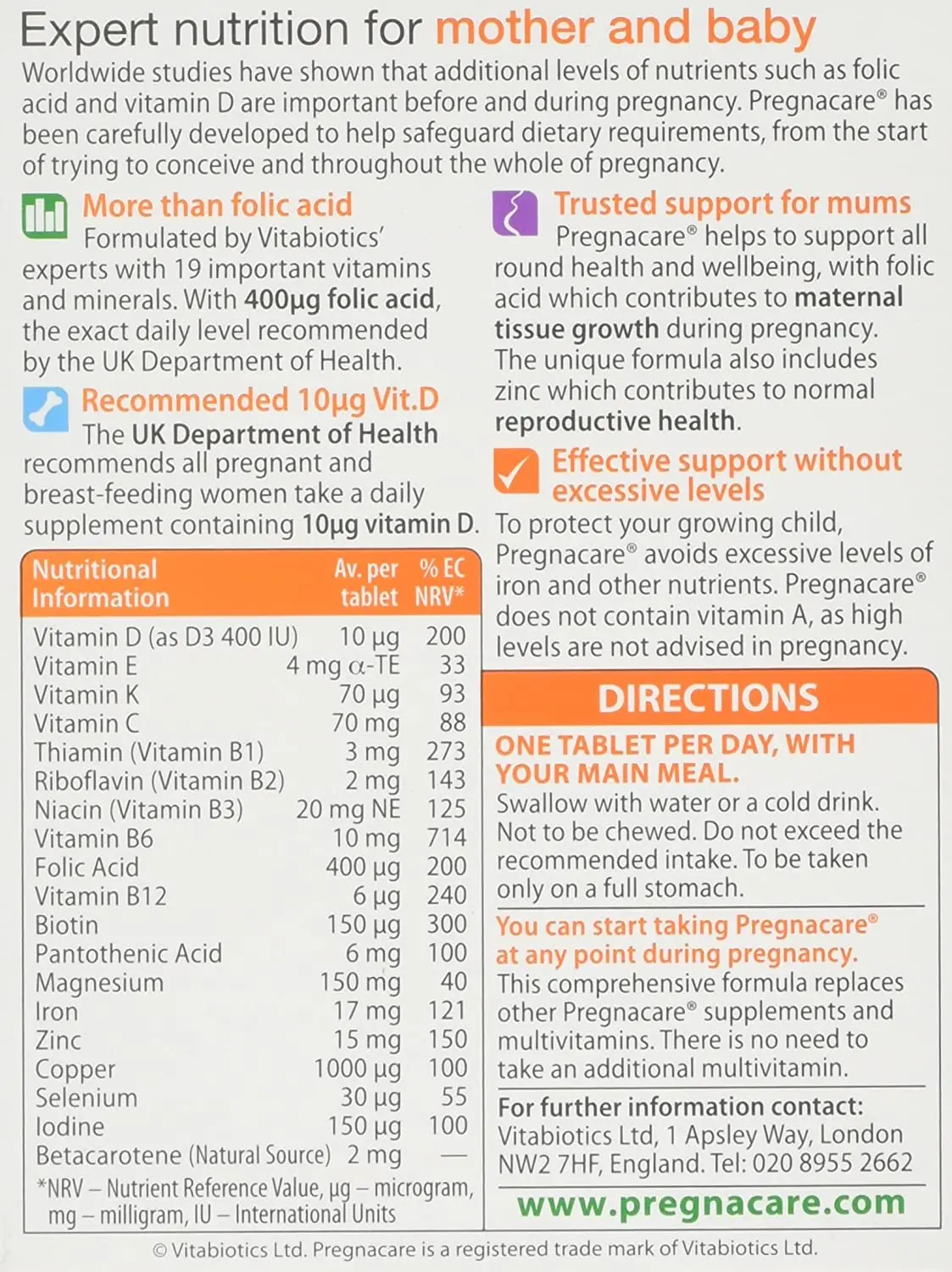 Vitabiotics Pregnacare Original Vitamin Minerals Pregnancy 30 Tablets Pregnacare Original Buy Vitabiotics Pregnacare Original 90 Tablets Vitabiotics Pregnacare Original Pregnacare Original Tablets 30