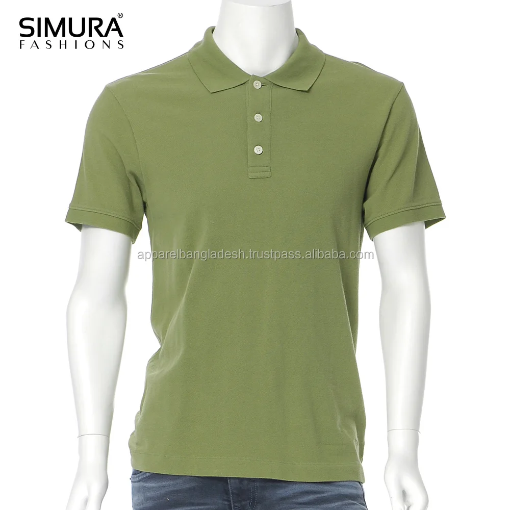 
Standard Casual Wear Polo Inter lock Pique Fabric Rib Cuff Classic Fit Green T Shirts Men from Bangladesh 