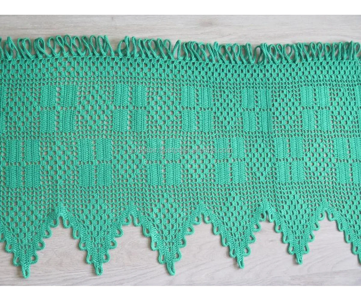 绿色窗口valance手工钩针编织窗帘