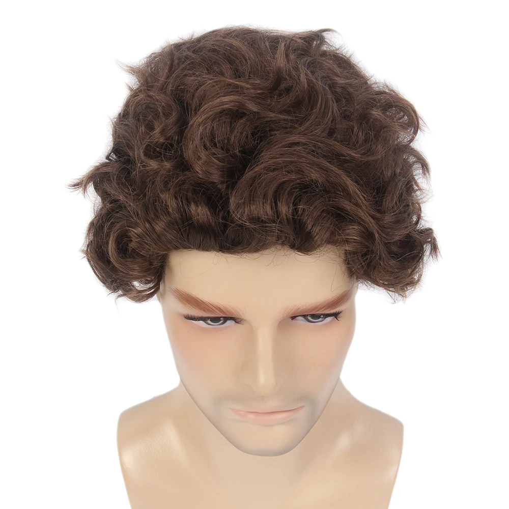 Stfantasy Curly Short Men Wig Layered Natural Wave Synthetic Hair Mens