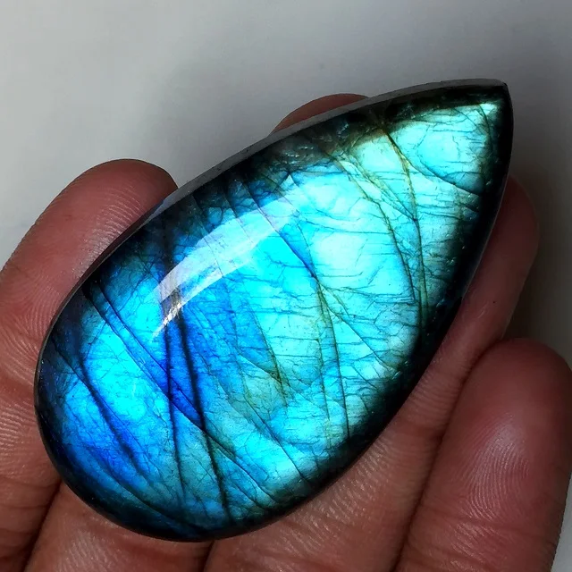 Amazing Blue Fire Labradorite cabochon Top Quality Loose stone Hand Polish Semi Precious Gemstone Oval Stone  {62 X 34} mm 153 Ct # 3316
