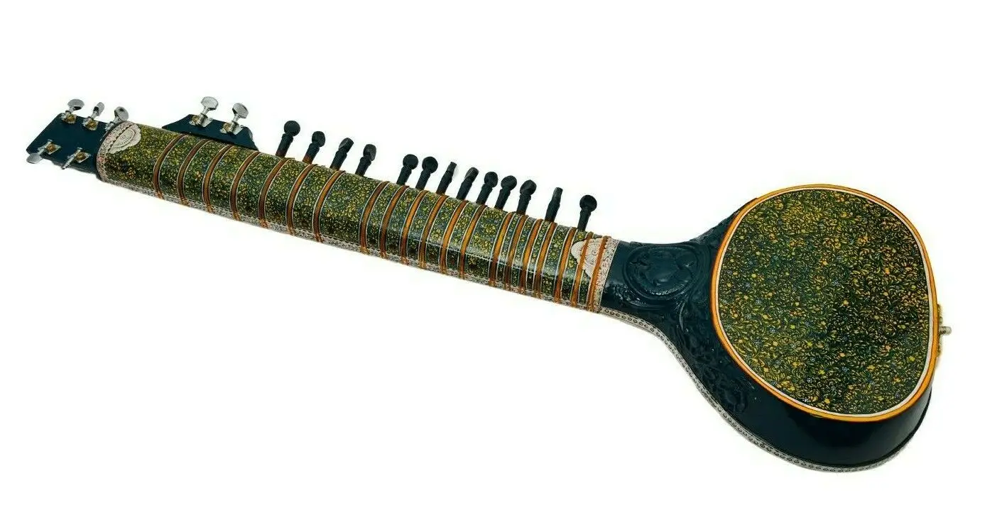 Hand Painted Tun Wood Indian Musical String Electric Travel Sitar With