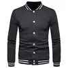 2019 Men Fashion Sleeve Splice Argyle Zipper Baseball Varsity Jacket
