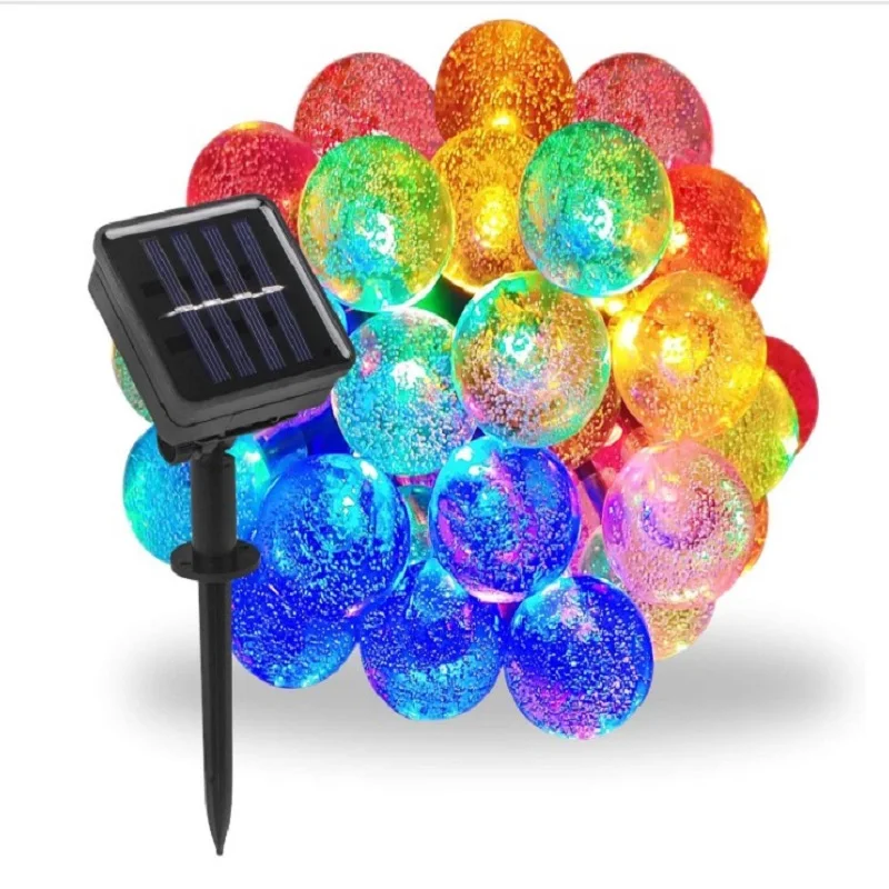 Amazon hot selling 20ft 30 LED crystal ball solar hanging lights wholesales