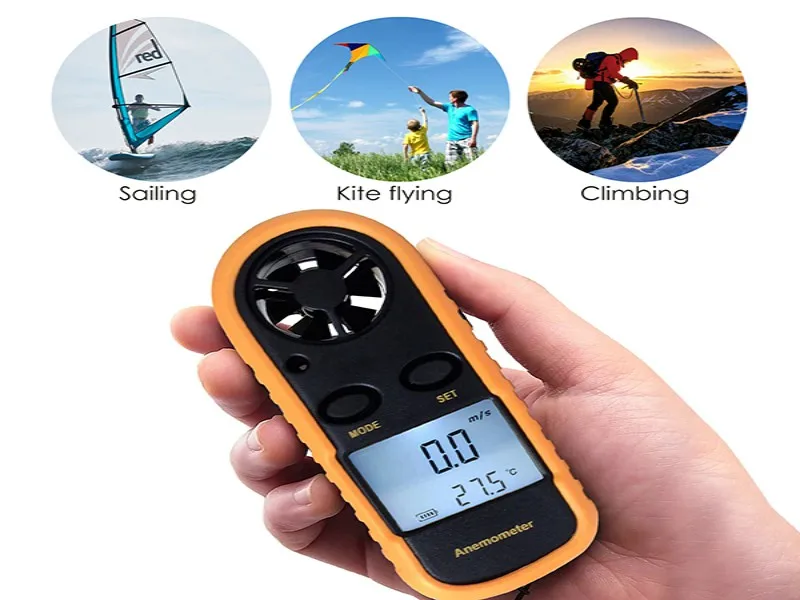 2-in-1 Digital Handheld Meter Mini Anemometer Speed Temperature Meter ...