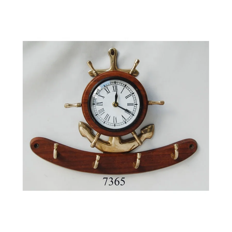 Морские деревянные корабли колесо якорь моряки узел настенные часы