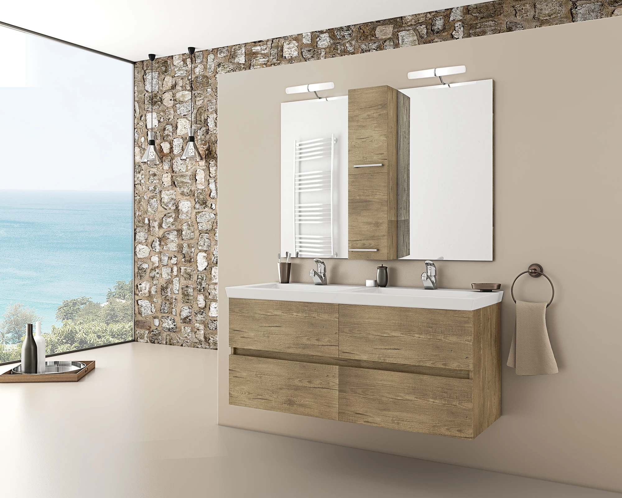 High Quality Modern Bathroom Vanity Luxus 120 Pl Wood Double Sink