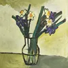 A028 - Irises flowers oil framed artwork