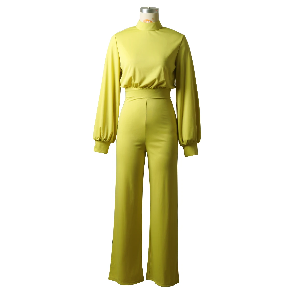 wholesale women High neck solid color long sleeve jumpsuit Bubble long sleeve elegant jumpsuits