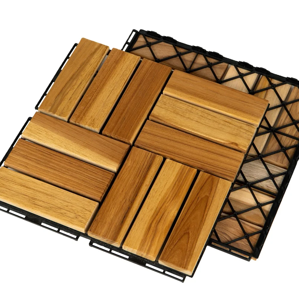 Acacia/teak Wood Interlocking Decking Tiles For Flooring/ Outdoor ...