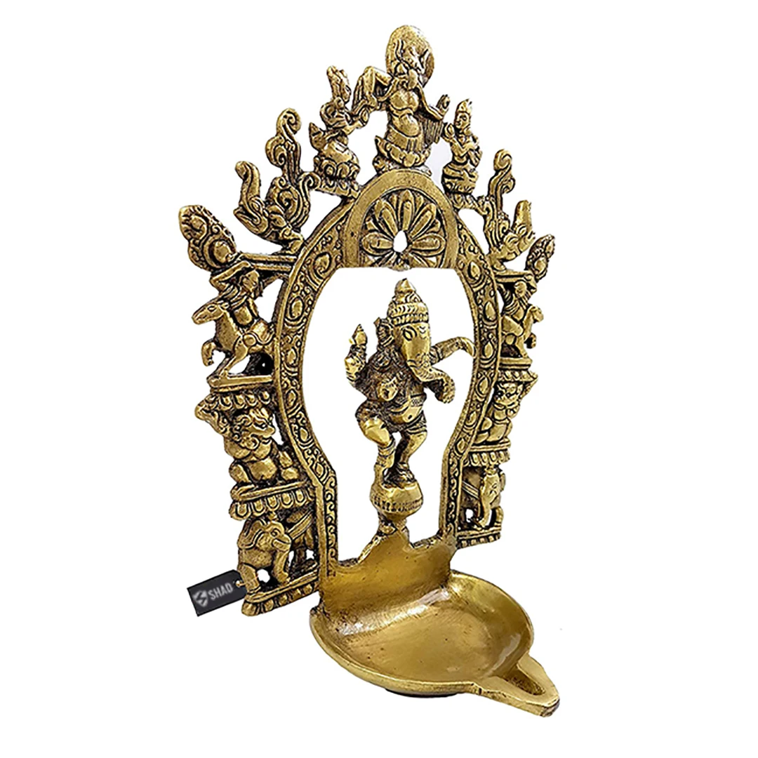 Brass Ethnic Indian Carving Dancing Ganesha Design Diya Buy Diwali