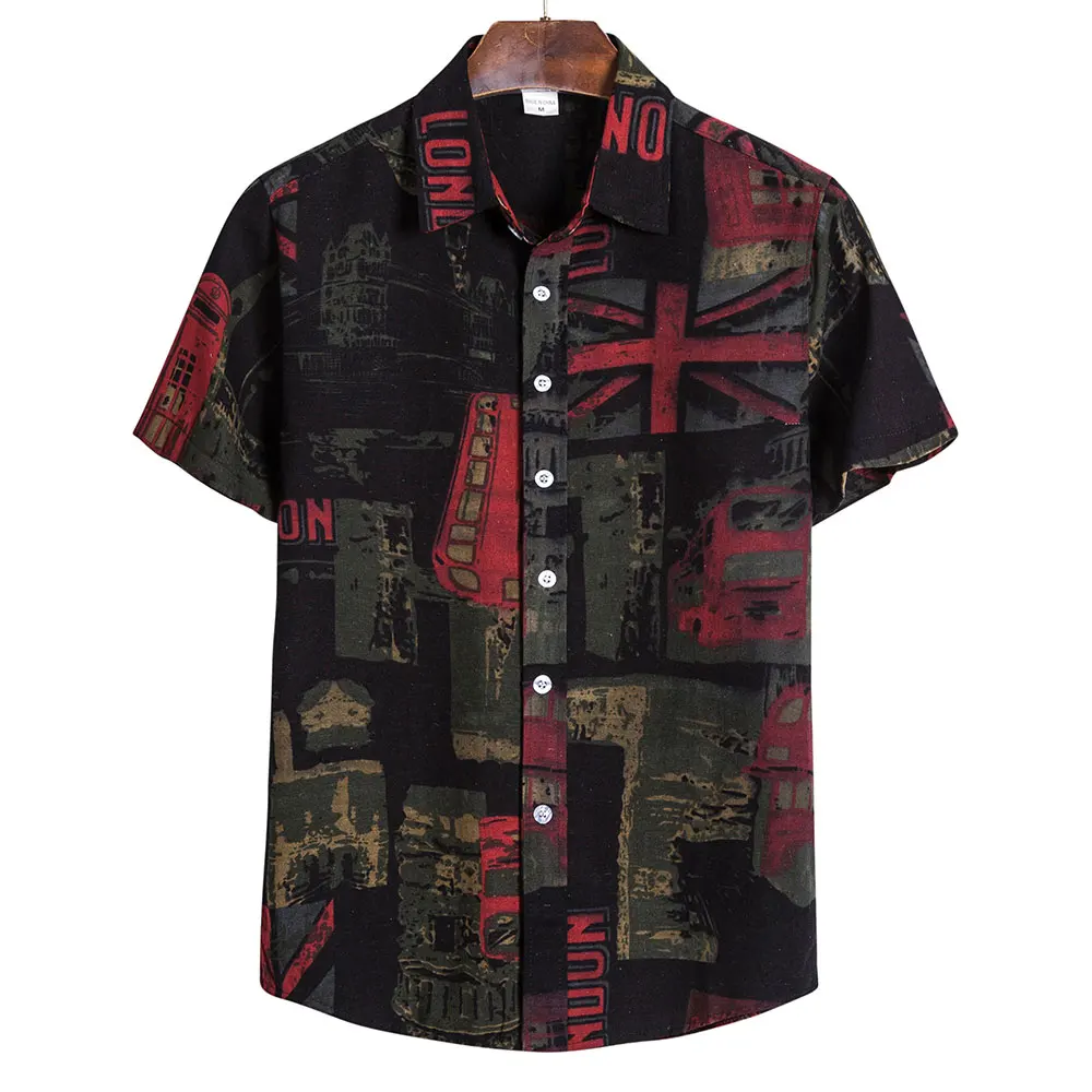Venta al por mayor modelos de camisa para hombre manga corta camisa hawaiana hombre gran plaza 2