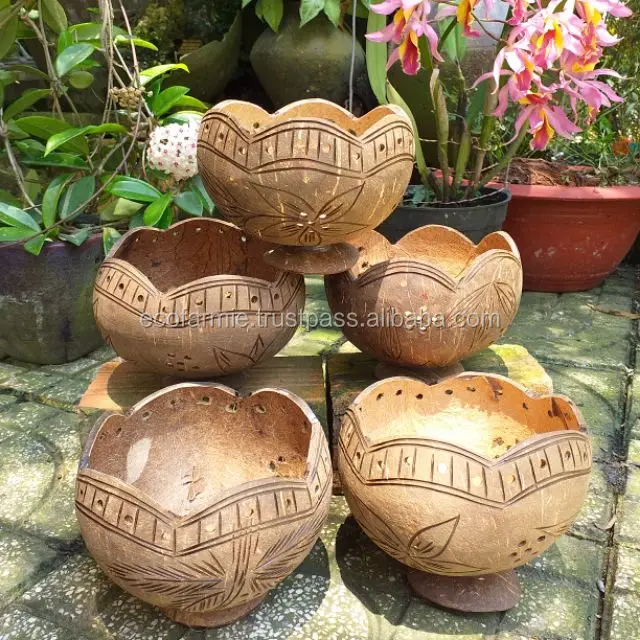 Eco Friendly Coconut Shell Hanging Pots/ Mini Flower Planters Made Of