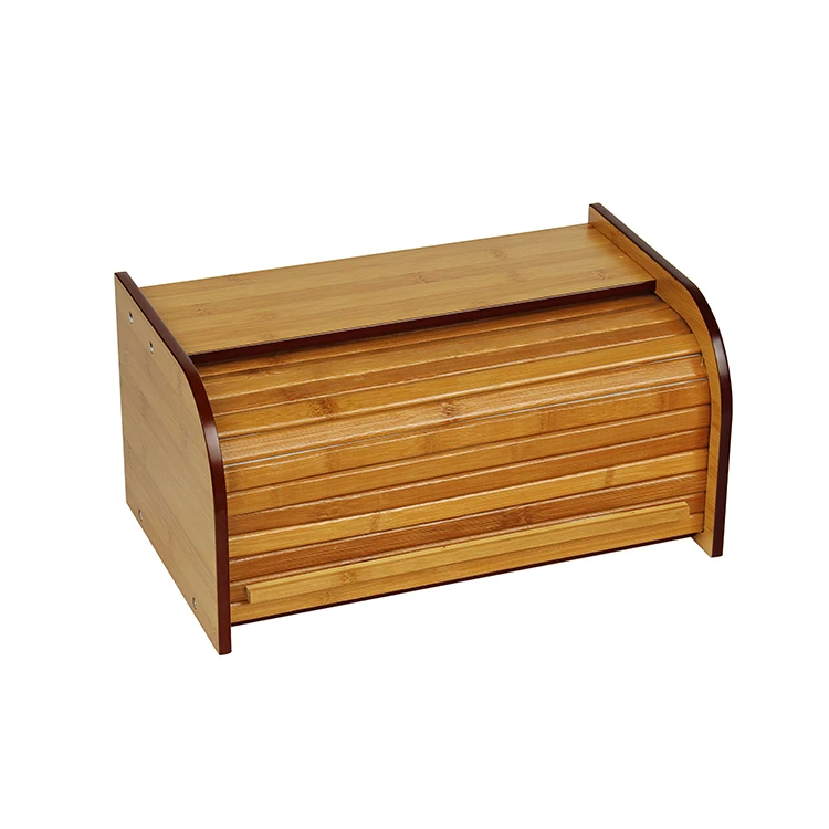 High Quality Wholesale Stock Bamboo Vintage Breadbox Bread Storage Bin
