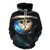 Sublimated Astronaut cat 3d Print Pullover Hoodie Fleece hoodie Casual Sport, Fitness and Streetwear apparels Wear by fit impex