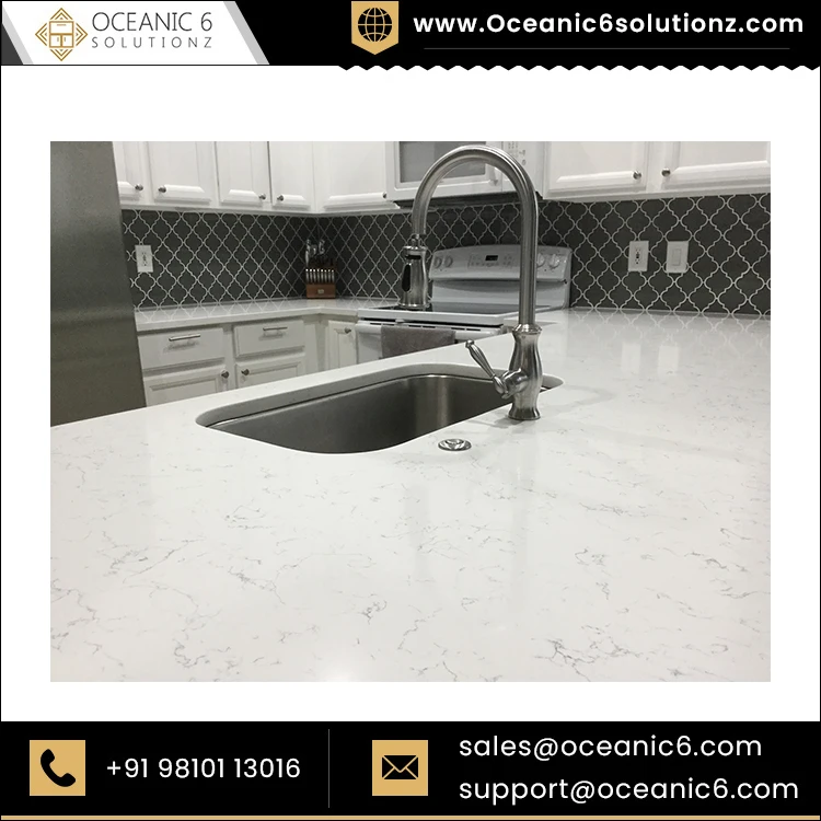 Artificial Carrara White Quartz Slabs,Countertops For Kitchen,Vanities