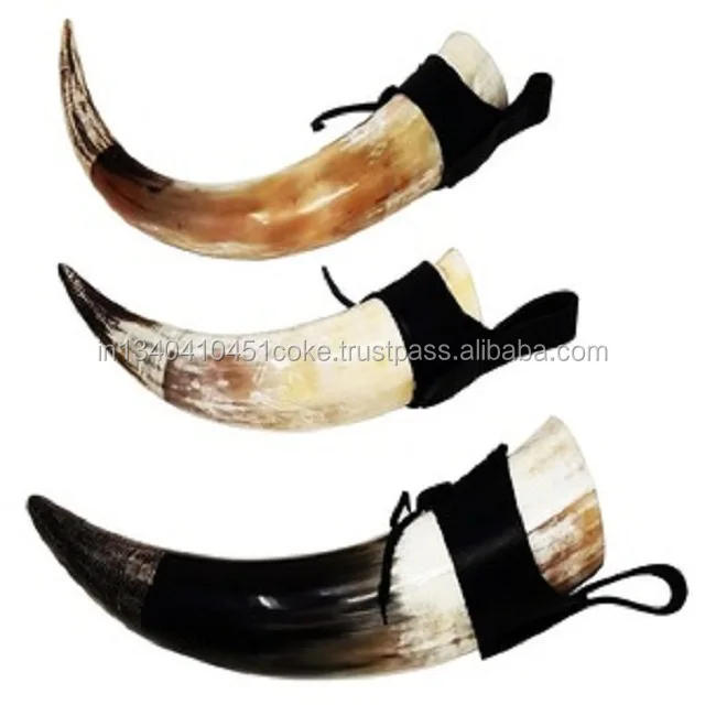 Details about   Medieval Natural Cow Drinking Beer Horn with Leather Holder Frog 