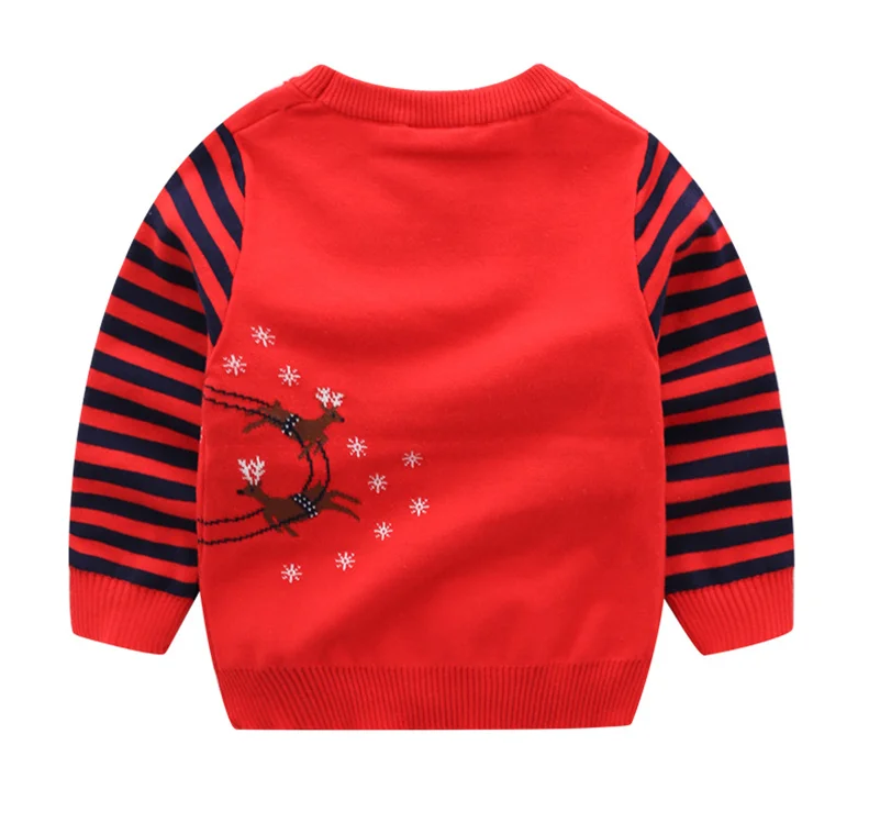 Children's Christmas Snowman Sweater With Deer Pattern Kid's Stripes ...