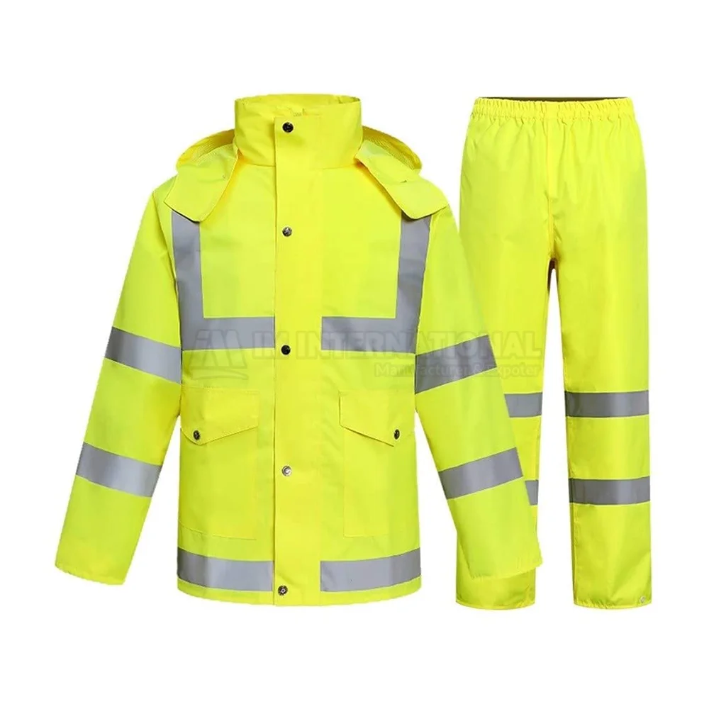 Breathable Hi Visibility Reflective Rain Suit For Construction Rain ...