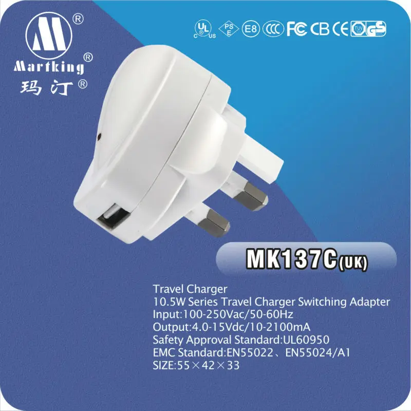 China Factory!UK home charger for iphone5 passed CE