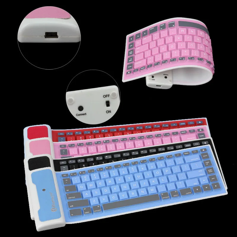 Portable Soft Silicon wireless Bluetooth Keyboard For iPad Air 2,For all tablet PC