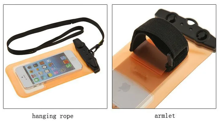 clear orange sensitive screen pvc mobile waterproof bag/pouch with window for take pictures (SD-WB-003)