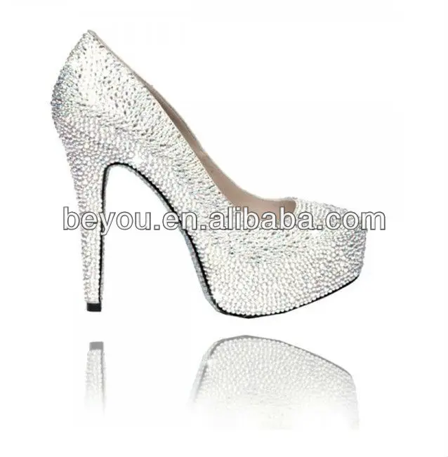 Venus Sparkling High Heel Pump Stiletto Bling Silver Diamante Crystal Shoes